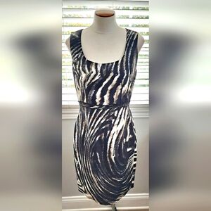 T Tahari Linen Mix Animal Print Sleeveless Dress Sz 8 NWT